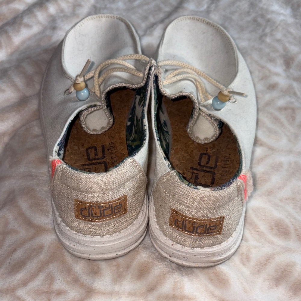 Hey Dude Women's White and Beige Loafers
